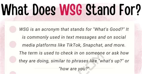 wsg mean in text|WSG Meaning 